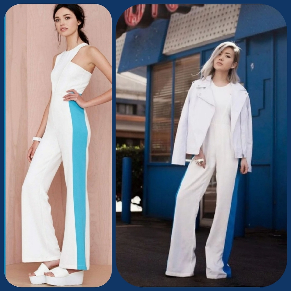 Foxiedox BIANCA Colorblock flared Jumpsuit onesie disco 70s insp 1970s